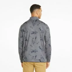 Puma Cloudspun Lowlands 1/4 Zip Golf Popover -Golf Shirts Sales Puma Cloudspun Lowlands 1 4 Zip Golf Popover Quiet Shade Heather 537067 02 SWPUM258 Model 3