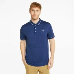 Puma Cloudspun Monarch Golf Polo Shirt -Golf Shirts Sales Puma Cloudspun Monarch Golf Polo Shirt Blazing Blue Heather High Rise 530991 24 SHPUM644 Model 1
