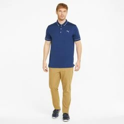 Puma Cloudspun Monarch Golf Polo Shirt -Golf Shirts Sales Puma Cloudspun Monarch Golf Polo Shirt Blazing Blue Heather High Rise 530991 24 SHPUM644 Model 2