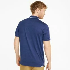 Puma Cloudspun Monarch Golf Polo Shirt -Golf Shirts Sales Puma Cloudspun Monarch Golf Polo Shirt Blazing Blue Heather High Rise 530991 24 SHPUM644 Model 3