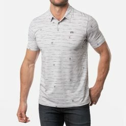 TravisMathew Draggin Anchor Golf Polo Shirt 11 TravisMathew Draggin Anchor Golf Polo Shirt -Golf Shirts Sales Travis Mathew SS21 Draggin Anchor Golf Polo Shirt 1MW108 Code SHTRA052 Heather Light Grey Model 1