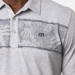 TravisMathew Make Camp Golf Polo Shirt 12 TravisMathew Make Camp Golf Polo Shirt -Golf Shirts Sales Travis Mathew SS21 Make Camp Golf Polo Shirt 1MW145 Code SHTRA048 Heather Light Grey Model 2