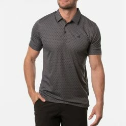 TravisMathew Two Hour Delay Golf Polo Shirt -Golf Shirts Sales Travis Mathew SS21 Two Hour Delay Polo Shirt 1MV108 Code SHTRA033 M Heather Dark Grey Model 1