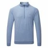 TravisMathew Zachary 1/2 Zip Golf Sweater 1 TravisMathew Zachary 1/2 Zip Golf Sweater -Golf Shirts Sales Travis Mathew SS22 Zachary Sweater 1MQ470 4HLB Code SWTRA017 M Heather Light Blue Front