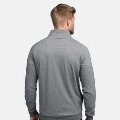 TravisMathew Zachary 1/2 Zip Golf Sweater 13 TravisMathew Zachary 1/2 Zip Golf Sweater -Golf Shirts Sales Travis Mathew SS21 Zachary Sweater 1MQ470 4HDS Code SWTRA005 Heather Dark Shadow Model 3