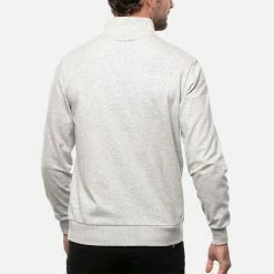 TravisMathew Cloud 2.0 1/4 Zip Golf Sweater 13 TravisMathew Cloud 2.0 1/4 Zip Golf Sweater -Golf Shirts Sales Travis Mathew SS22 Cloud Quaterzip 2.0 Sweater 1MS309 Code SWTRA013 Heather Light Grey Front model 3