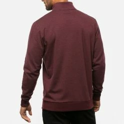 TravisMathew Cloud 2.0 1/4 Zip Golf Sweater 13 TravisMathew Cloud 2.0 1/4 Zip Golf Sweater -Golf Shirts Sales Travis Mathew SS22 Cloud Quaterzip 2.0 Sweater 1MS309 Code SWTRA014 Heather Dark Red Model 3