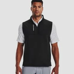 Underarmour Under Armour Storm Daytona 1/2 Zip Golf Vest 11 Underarmour Under Armour Storm Daytona 1/2 Zip Golf Vest -Golf Shirts Sales Under Armour AW22 Storm Daytona Vest Wind Top 1373408 001 WTUND090 Black Black Reflective Model 1