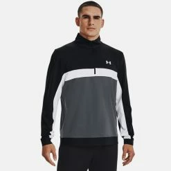 Underarmour Under Armour Storm 1/2 Zip Golf Sweater 11 Underarmour Under Armour Storm 1/2 Zip Golf Sweater -Golf Shirts Sales Under Armour SS22 Storm 1 2 Zip Golf Sweater Black Jet Gray White 1370119 001 Model 1