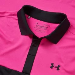 Underarmour Under Armour Performance 3.0 Colour Block Golf Polo Shirt 6 Underarmour Under Armour Performance 3.0 Colour Block Golf Polo Shirt -Golf Shirts Sales Under Armour SS23 Performance 3.0 Colour Block Polo Shirt 1377375 001 SHUND312 S Black Rebel Pink Black Detail