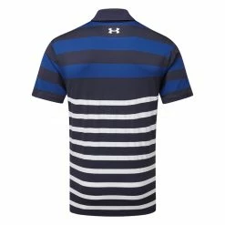 Underarmour Under Armour Playoff 3.0 Rugby YD Golf Polo Shirt -Golf Shirts Sales Under Armour SS23 Playoff 3.0 Rugby YD Stripe Polo Shirt 1378676 411 SHUND320 S Midnight Navy Blue Mirage White Back