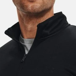 Underarmour Under Armour Fleece 1/2 Zip Golf Sweater -Golf Shirts Sales Under Armour AW20 Fleece 1 2 Zip Sweater 1357145 001 Code SWUND125 Black Model 2