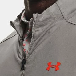 Underarmour Under Armour Storm Full Zip Golf Jacket -Golf Shirts Sales Under Armour AW21 Storm Full Zip Sweater 1369667 066 Code SWUND151 Concrete Phoenix Fire Model 2
