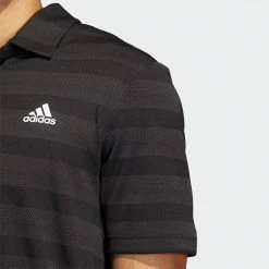 Adidas Two Colour Stripe Primegreen Golf Polo Shirt -Golf Shirts Sales adidas SS22 Two Colour Stripe Primegreen Golf Polo Shirt Black Grey Six HI5180 SHADI659 Model 2
