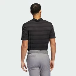 Adidas Two Colour Stripe Primegreen Golf Polo Shirt -Golf Shirts Sales adidas SS22 Two Colour Stripe Primegreen Golf Polo Shirt Black Grey Six HI5180 SHADI659 Model 3