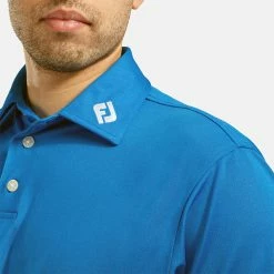 FootJoy Stretch Pique Solid Golf Polo Shirt -Golf Shirts Sales footjoy pique ss shirt ath 91817 cobalt model 2